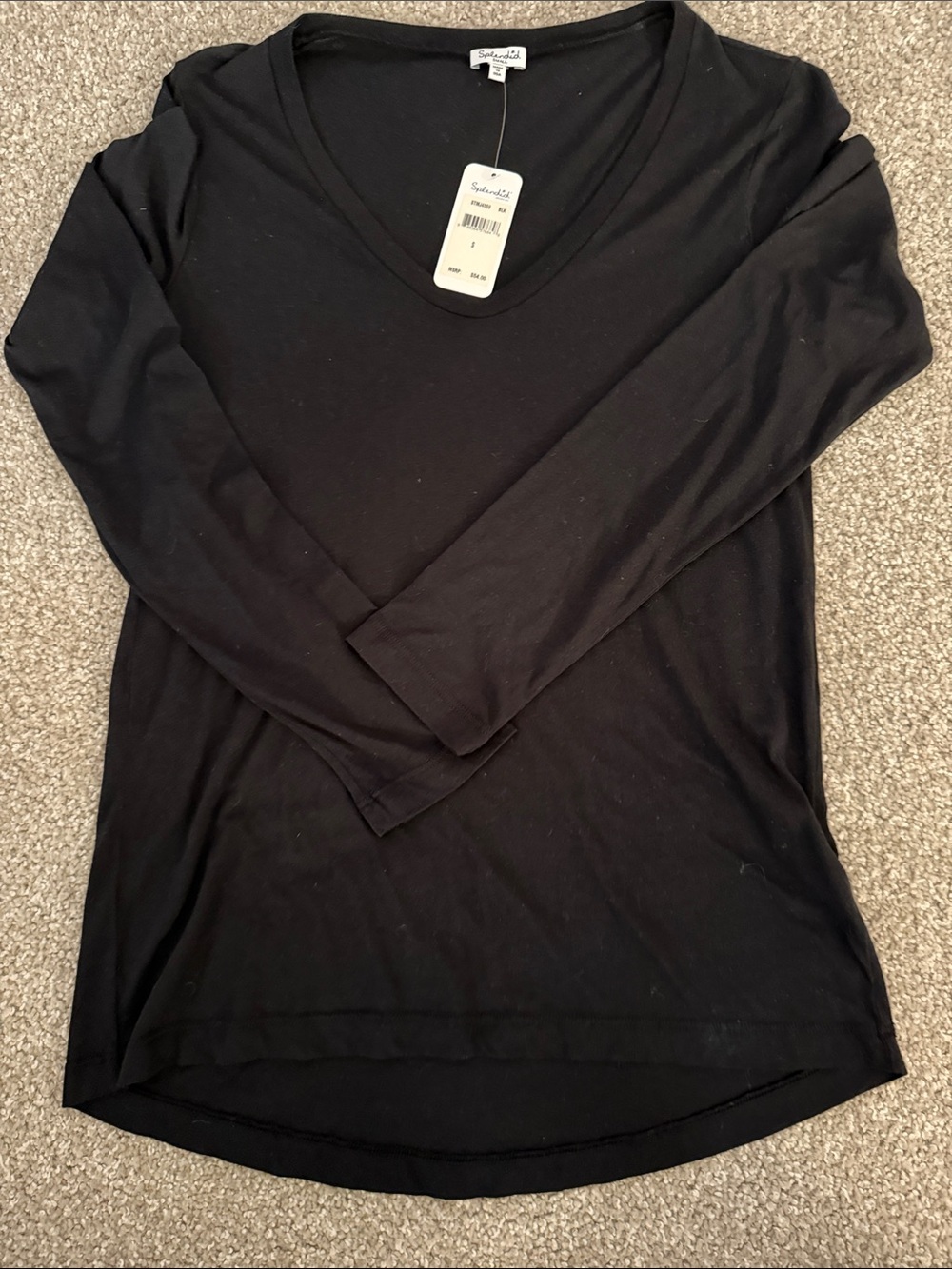 Splendid Black V-Neck Long Sleeve Tee